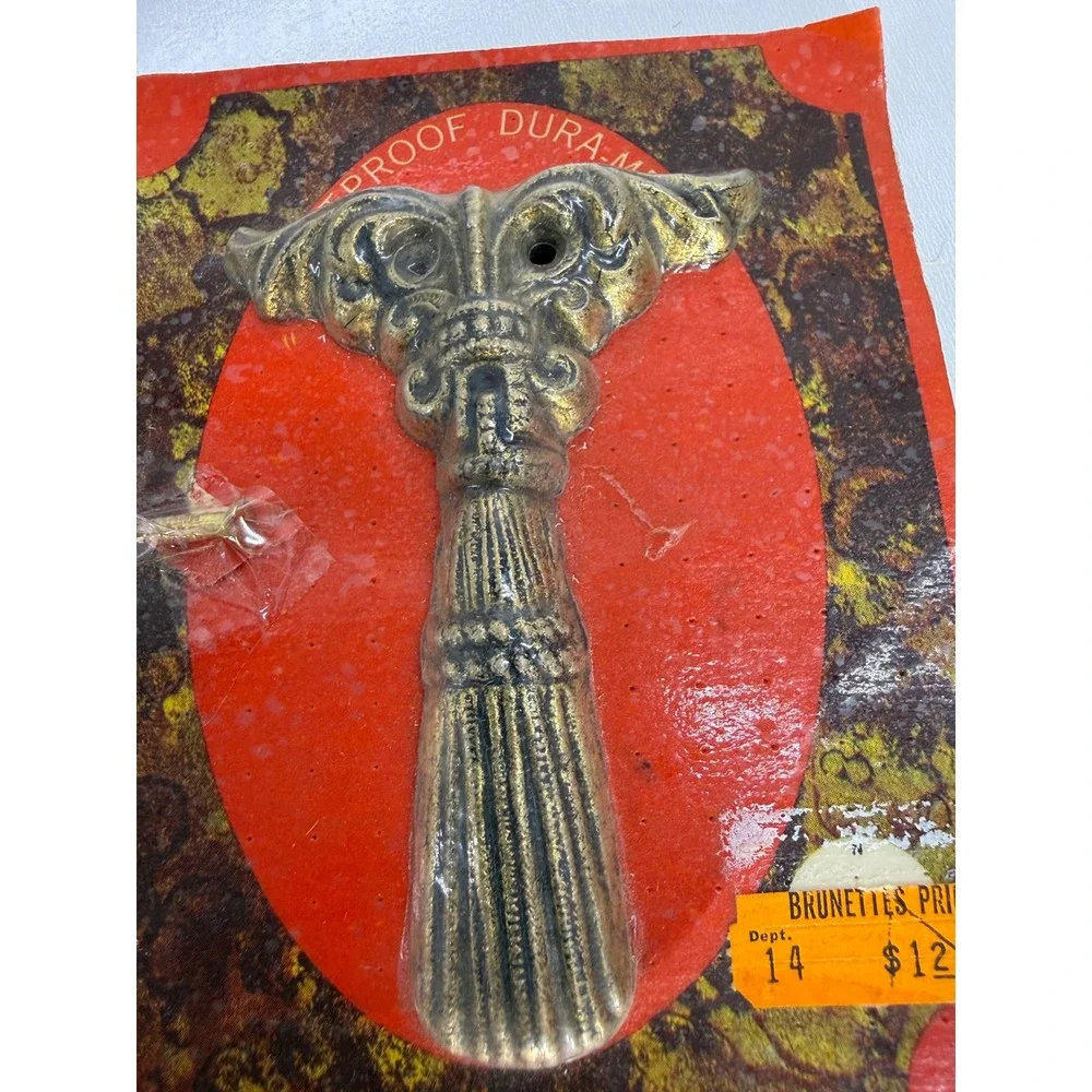 Vintage 1968 American Tack Hardware Deco Room Tassel Wall Hook Brass Dura-Metal